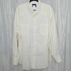 White Vintage Wrangler Pearl Snap Button Down Long Sleeve Western Shirt SzXXL